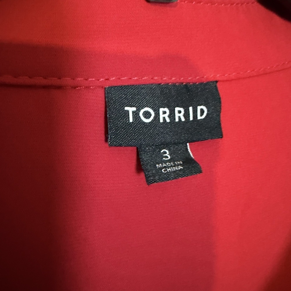 TORRID Red Tea Length Studio Refined Woven Button-Down Dress 3 3X 22-24 Pockets - Picture 4 of 7